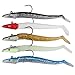 Goture Soft Fishing Lures jig Heads, Saltwater Freshwater Minnow Fishing Bait T Tail with jig Head, Fishing Lure Swim Shad Baits for Bass Fishing 5Pack E