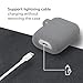 GMYLE AirPod Case, Silicone Protective Cover Skins with Keychain for Airpods Earbuds Wireless Charging Case, Accessories Set Compatible with Apple AirPods 2 & 1, Ash Grey [Front LED Visible]