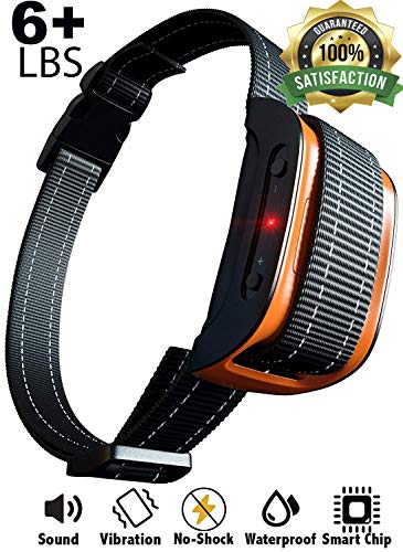 Bark Collar [2020 Superhuman CHIP] Best for Small Medium Large Dogs, Most Effective Anti Bark Device 7 Sound and Vibro Modes, No Harmful Shock, No Pain for a Dog, Hypoallergenic (Black/Orange)