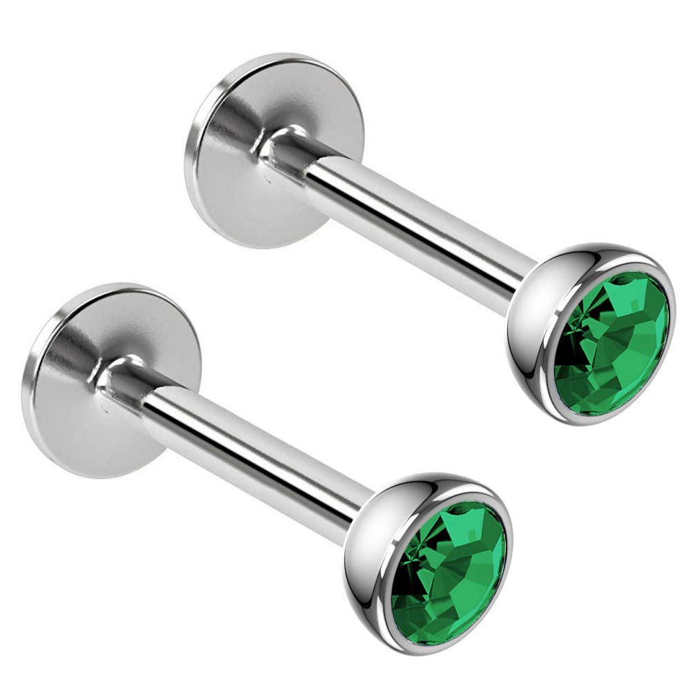 2pc 16g 1.2mm Surgical Steel Labret Bar Monroe Lip Ring 3mm Halfball Tragus Earring Studs Piercing Jewellery 8mm