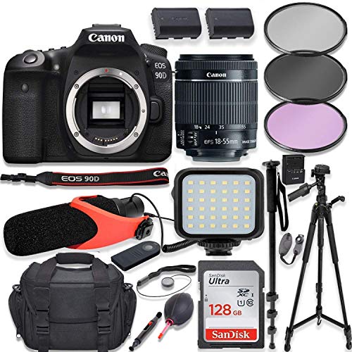 Canon EOS 90D DSLR Camera w/Canon 1855mm STM Lens Kit + Pro Photo
