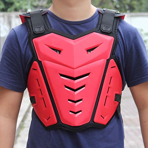 Chest Back Protector with Goggles,POSSBAY Motorcycle Gear Armor Glasses Set XXL Red for Scooter Motocross Dirt Bike Skiing Riding Cycling Skating