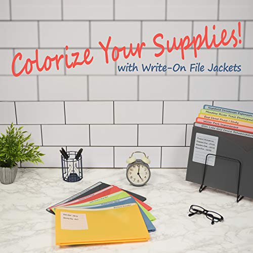 C-Line Write-On Poly File Jackets, Letter Size, Expands 1 Inch, Assorted Colors, 10 per Pack (63160) - Thumbnail 2