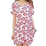 Bibigirl Women's Plus Size Loose Shift Dress Loose Floral Chiffon Tee Tops