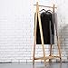 MyGift Entryway Bamboo Shoe and Coat Rack, Garment Storage Organizer Bar, Brown