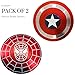 Fidget Spinner Captain America & Spider Man, Smooth Custom Round Shaped Hand Spinners with Ceramic Bearing, Metal and Durable. Stress Reducer Toy & Perfect for ADHD, ADD, Anxiety (2 pack)