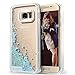 Galaxy S7 Edge Case, Wuloo Samsung Galaxy S7 Edge Hard Case Fashion Creative Design Flowing Liquid Floating Luxury Bling Glitter Sparkle Love Heart Hard Case for Girls Children (Blue-)