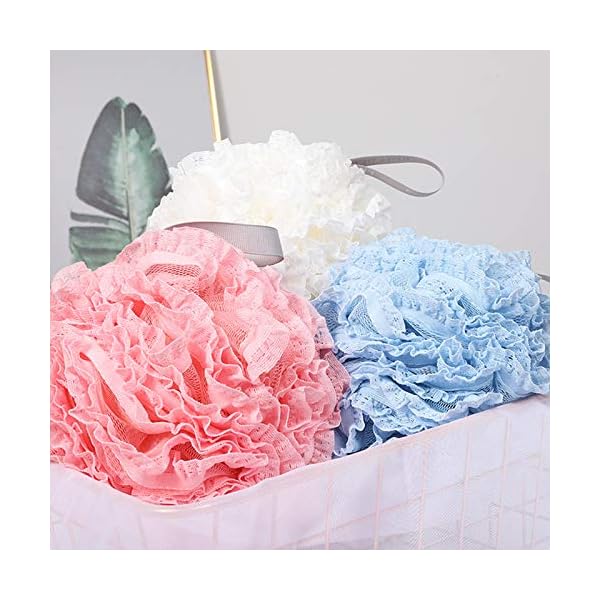 Cadialan-Multicolor-Bath-Ball-Puff-Shower-Sponge-Bath-Bathing-Accessory-Shower-Body-Buffer-2pcs-White Cadialan Multicolor Bath Ball Puff Shower Sponge Bath Bathing Accessory Shower Body Buffer 2pcs (White)