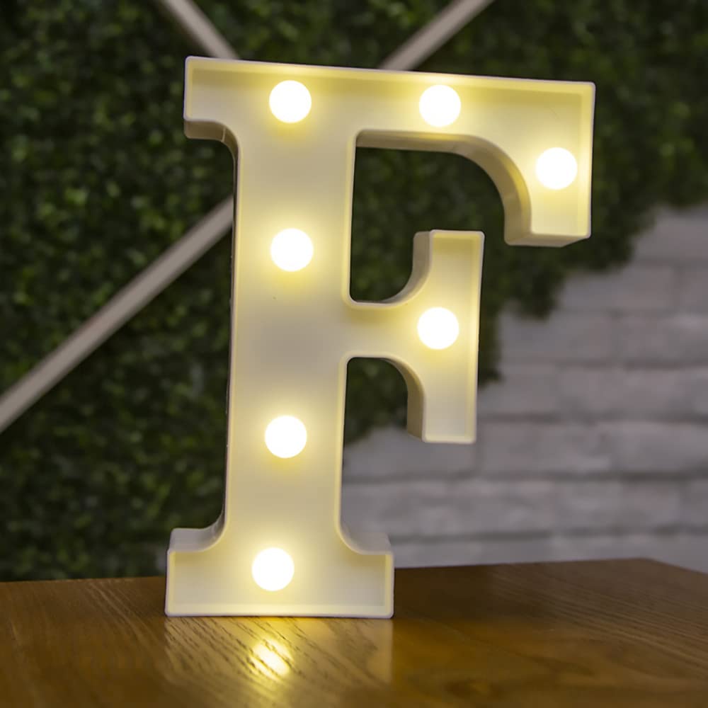 Tiardey letter lights LED symbol shape, Alphabet Plastic Marquee Table Lamps, Lighting up Words, Birthday Wedding Party Everyday Home Wall Hanging Decor-F