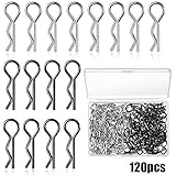 120 Pieces Universal Rc Body Clips Car Silver and Black Stainless Steel R Clips for 1/10 1/12 Scale Redcat Hpi Himoto Hsp Exceed Rc Car Parts Truck Buggy Shell Replacement