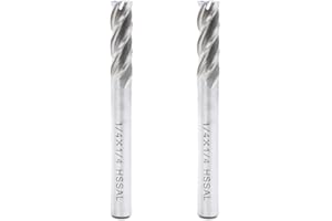 AUTOTOOLHOME 1/4 inch HSS 4 Flutes End Mills Milling Cutter End Drill Bit Straight Shank Pack of 2 CNC Milling Drill Bits Router Bits for Wood Aluminum Steel