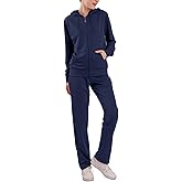 LeeHanTon Tracksuit Sets for Women 2 Piece Lightweight Sweatsuit Casual Zip Up Hoodie and Sweatpant Jogging Suit Set