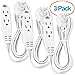 Aurum Cables 3 Outlet Flat Extension Cord for Indoor, 3 Prong Extension Cord with 16AWG 125V 1625W, UL Listed Triple Wire Grounded Multi Outlet Plug 6ft White 3 Pack