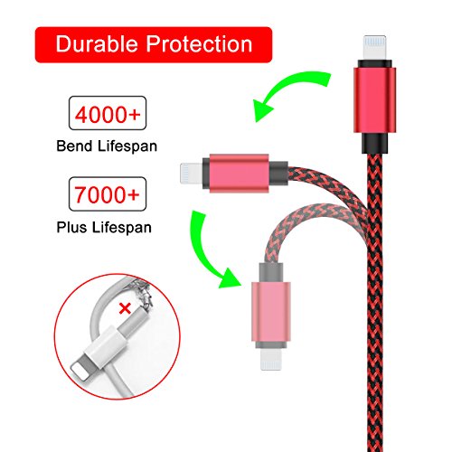 image for CredDeal Phone Charger Cable 4Pack(3/6/6/10FT) Nylon Braided Charging 