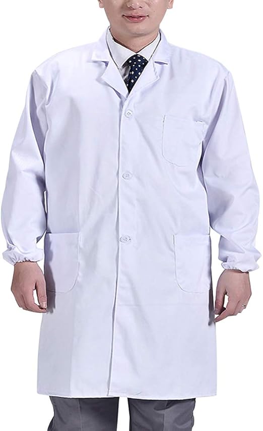 Exceart Unisex Lab Coat Doctor White Coat Doctors Scrubs Coats Hospital