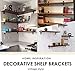 KINGSO Metal Wall Shelf Brackets 8.66''L x 6''H Rustic Shelf Supports, Flush Fit, Hardware Only - Bracket Set of 2, Includes Screws & Wall Anchors T-Shape（with Lip）