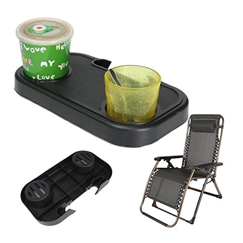 Portable Folding Camping Picnic Utility Tray Anshinto Outdoor Beach Garden Chair Side Tray for Drinks (BK)