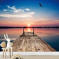 Wall Mural Beach and Blue Sea View Removable Self-Adhesive Wallpaper Wall Decoration for Bedroom Living Room - 66x96 inches