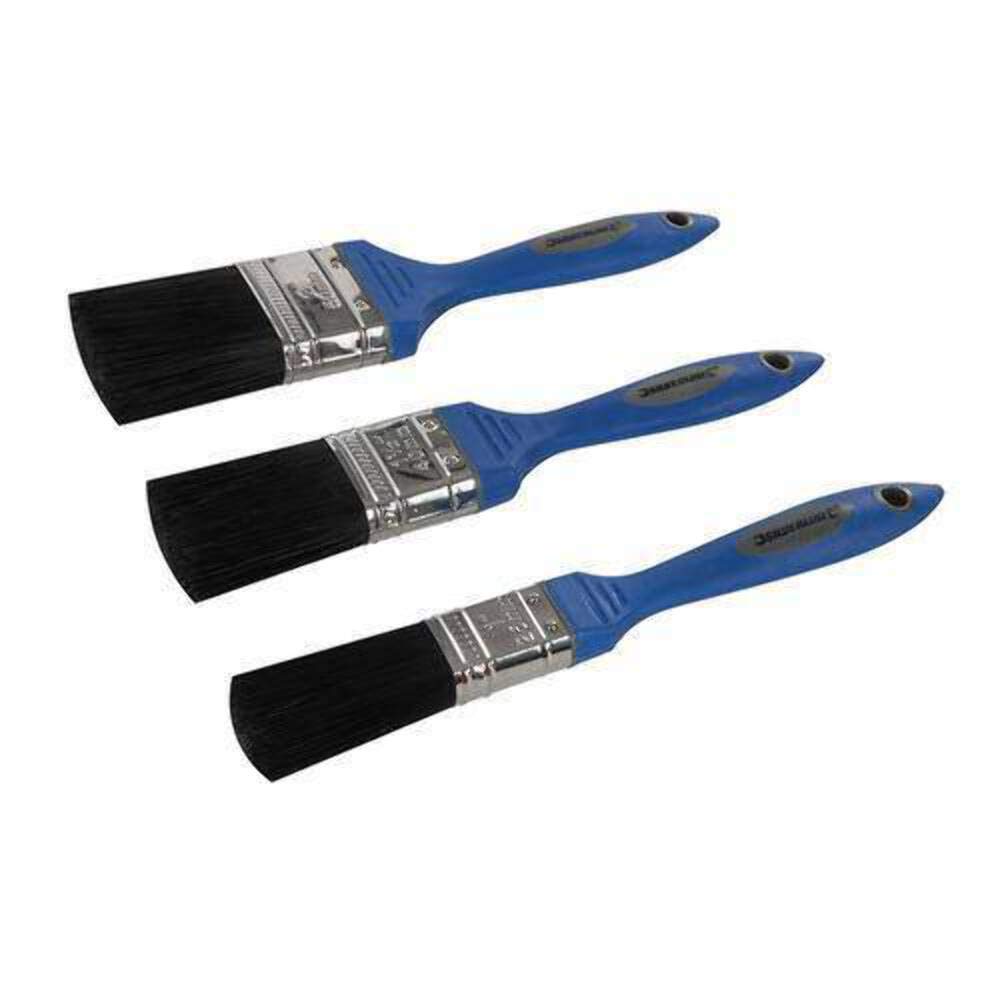 Silverline 704313 Synthetic Bristle Brush with Gummed Handle, 3 Piece