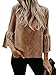 Kathemoi Womens Bell Sleeve Suede Top Crew Neck Casual T Shirt Blouse Tops (Medium, Brown)