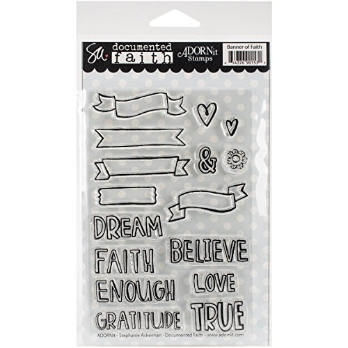 Adorn-It 90153 Documented Stamps, 4" x 6", Banner Of Faith, Clear