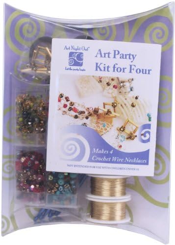 Art Night Out Party Kit for Wire Jewelry Necklaces or Bracelets, Gold with "Hot" Colors