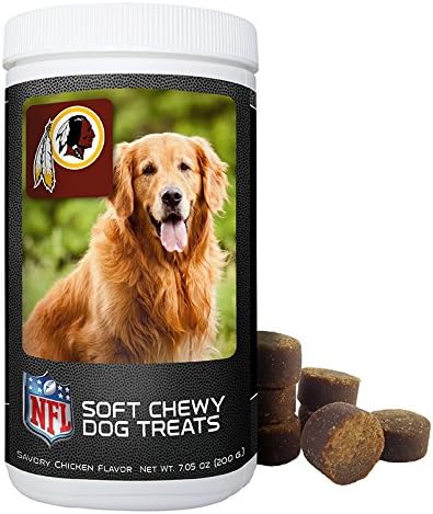 NFL Washington Redskins Soft Chewy Dog Treats - Chicken Flavored Snack - Small Medium or Large Pets - Training Reward - 7oz or Approx 100 Chews โ Low Calories 4 per