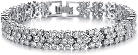 ASTERIA Jewelry Fashion Titanium Platinum Plated Swarovski Elements Cubic Zirconia Stone Bracelet Simple Korean Style in a Gift Box