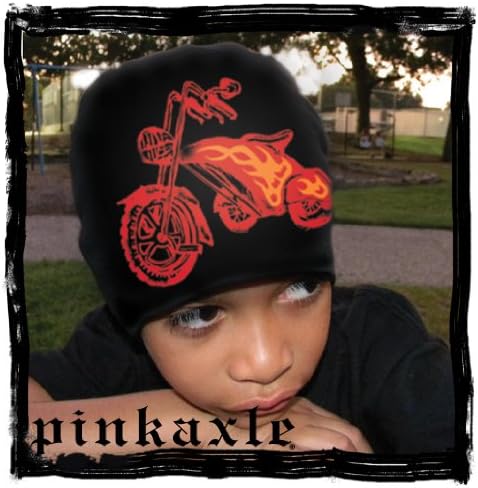 Pink Axle Infant/Toddler Hats (Small 6-12 Months, Black with Red Chopper Trike)