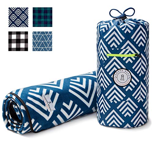 Blue and White Picnic & Outdoor Blanket by Laguna Beach Textile Co - Plush and Water-Resistant Outdoor Mat - Perfect for Camping, Beach, Park and Picnics - Newport Blue Arrow