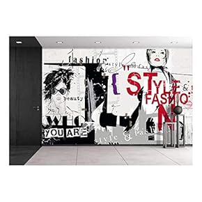 Modern Teenage Girl on Grunge Background. Grunge Style. - Removable Wall Mural | Self-Adhesive Large Wallpaper - 66x96 inches