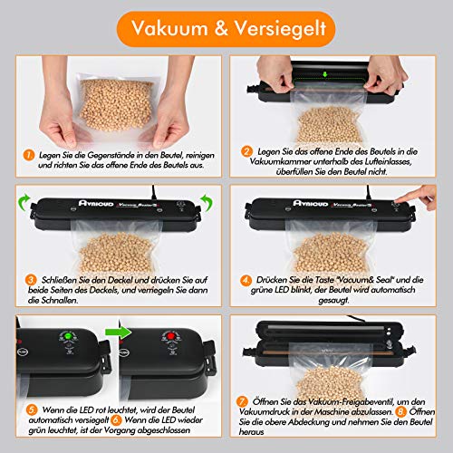 Vakuumiergerät, Vakuumierer für trockene und feuchte Lebensmittel Super Saugleistung Vacuum Sealer Leichtes… – Bild 8