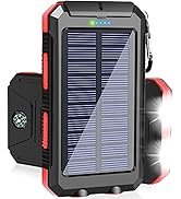 Solar Charger 20000mAh Portable Solar Power Bank Outdoor Waterproof Camping External Backup Batte...