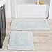 Cotton Bath Mat Set- 2 Piece 100 Percent Cotton Mats- Reversible, Soft, Absorbent and Machine Washable Bathroom Rugs By Lavish Home (Seafoam)