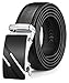 QISHI YUHUA Ratchet Belt for Men, Slide Men's Belt with Genuine Leather 1 3/8,Trim to Fit - Black,137-M