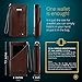 All-in-One RFID Wallet for Women with Wrist Strap - Credit Card & Passport Holder for Women - Large Brown Wristlet Wallet with Universal Phone Holder included
