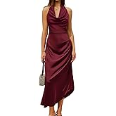 RIHOAS Womens Satin Cowl Neck Backless Cocktail Maxi Dress Tie Wedding Guest Dresses