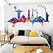 Prabahdak Colorful Places of Interest Wall Sticker Watercolor Landscape Wall Decal Removable DIY Murals Wallpaper Decorative for Living Room Sofa Background PVC Decorations