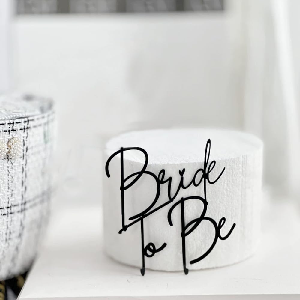 Photo 1 of 1 Pack Bride to Be Cake Topper, Acrylic Bridal Shower Cake Pick for Wedding Bachelorette Engagement Theme Party Cake Decoration Supplies (Black)