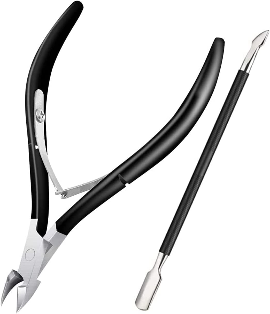 Cuticle Cutter Trimmer with Cuticle Pusher - Velkomin Cuticle Remover Cuticle Nipper Professional Stainless Steel Cuticle Cutter Clipper Durable Pedicure Manicure Tools for Fingernails and Toenails
