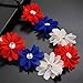 LUX ACCESSORIES Red White Blue American Flag 4th of July Independence Floral Flower Stretch Crystal Headband