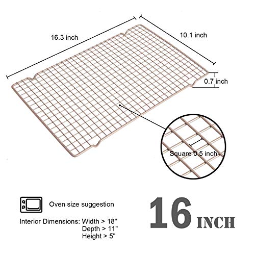Ottsuls Professional Grade Stainless Steel Cooling and Roasting Wire Rack Fits Half Sheet Baking Pan for Cookies, Cakes Oven-Safe for Cooking, Smoking, Grilling, Drying (Size 11" x 17")