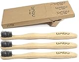 Kids Style Bamboo Toothbrush 3 Pack - Made with Bamboo Charcoal Infused Bristles- Sustainably Grown in Recycled Biodegradable Packaging