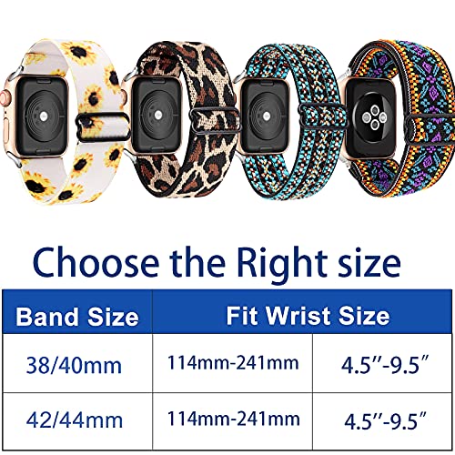 Stretchy Band Compatible with 38mm 40mm Strap for iWatch Series 6/SE/5/4/3/2/1 Adjustable Elastic Watch Band for Women and Men (Boho, 38/40mm)