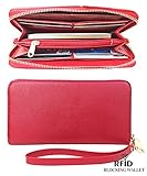 RFID Blocking Wallet Classic Clutch Leather Wallet Card Holder Purse Handbag,red