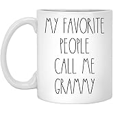 PTDShops Grammy - My Favorite People Call Me Grammy Coffee Mug, Grammy Rae Dunn Inspired, Rae Dunn Style, Birthday - Merry Christmas - Mother's Day, Grammy Coffee Cup 11oz, White