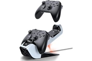 Bionik Power Stand Xbox Controller Charger Station: Store and Fast Charge 2 Wireless Xbox One/S/Elite Controllers, Power Adapter and 2 Battery Packs Included, Back Lit Status Indicators