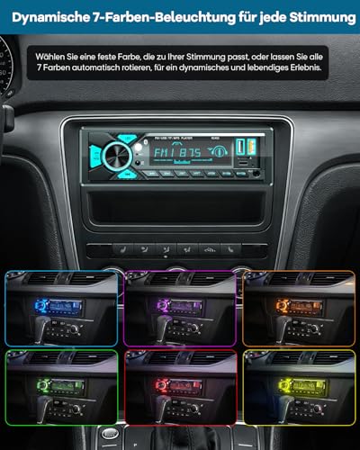 RDS Car Radio Bluetooth, CENXINY Car Radio 1 DIN with Charging Port Type-C, AM/FM Radio with 2USB/AUX/SD/TF Support Android and iOS