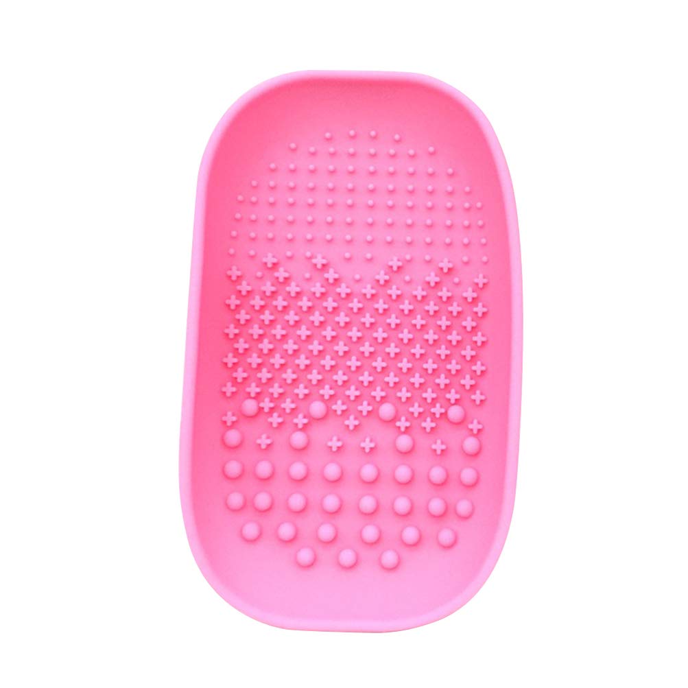 Minkissy Silicone Makeup Brush Cleaning Mat Makeup Brush Cleaner Pad Costmetic Brush Cleaning Scrubber (Pink)