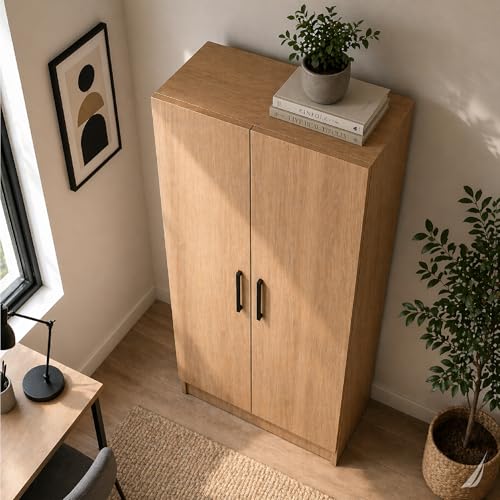 Nautica Clóset Vertical Home 2 Puertas 180 cm, Armario de Madera con Bisagras Metálicas de Apertura Suave, Organizador de Ropa Moderno para Recámara